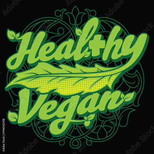 healty vegan graffiti art vector.eps