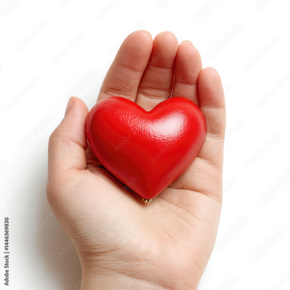 Fototapeta premium Red heart held in hand