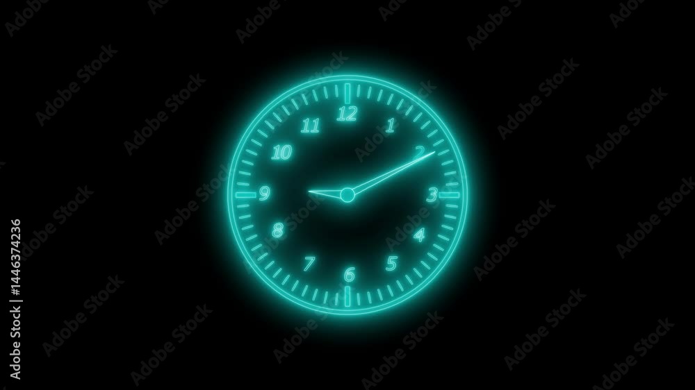Glowing Neon Countdown Timer Analog Clock Animation with Smooth Transition Glowing Neon Countdown Timer Analog Clock Animation with Smooth Transition