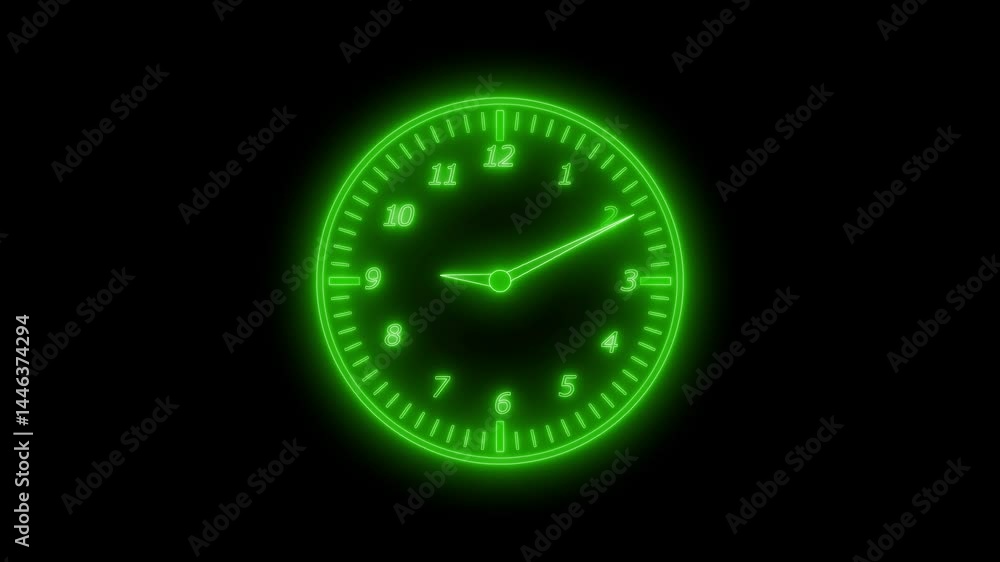 Glowing Neon Countdown Timer Analog Clock Animation with Smooth Transition Glowing Neon Countdown Timer Analog Clock Animation with Smooth Transition