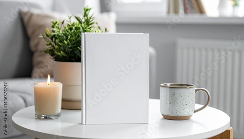  Coffee table blank book cover mockup