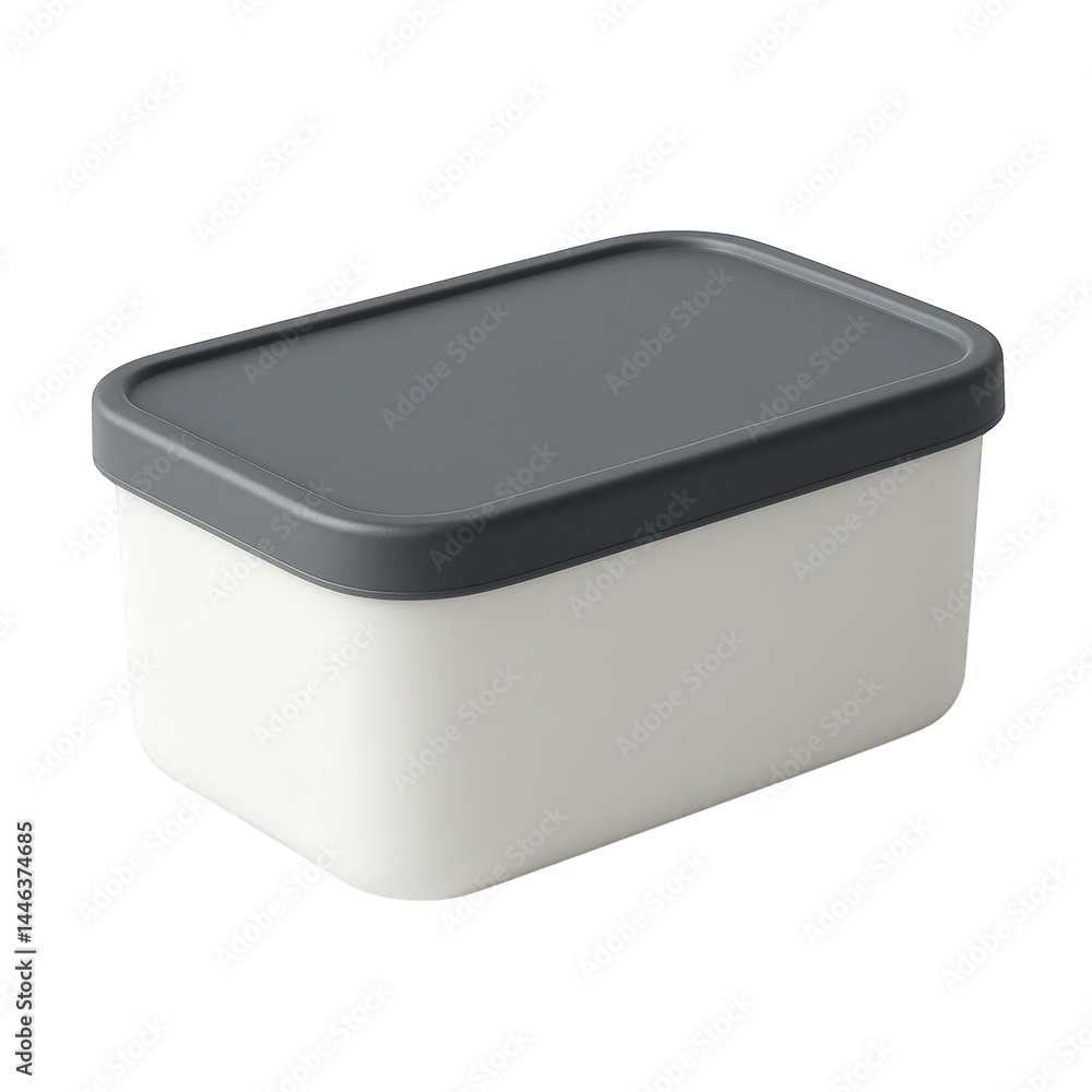 Clean design rectangular white storage box with dark grey lid and curved edges, perfect for keeping things tidy. Clean design rectangular white storage box with dark grey lid and curved edges, perfect for keeping things tidy.
