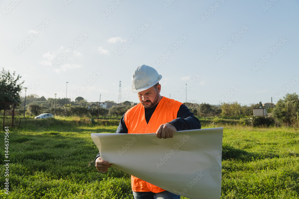 Engineer With The Project Of A Soccer Pitch