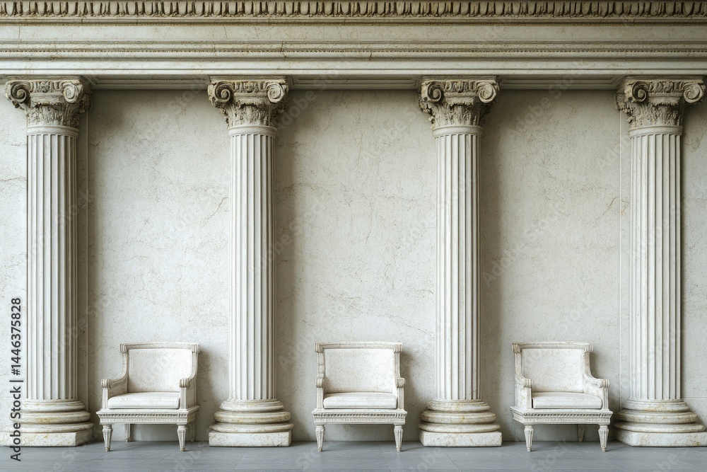 Obraz premium Classic Columns and Armchairs