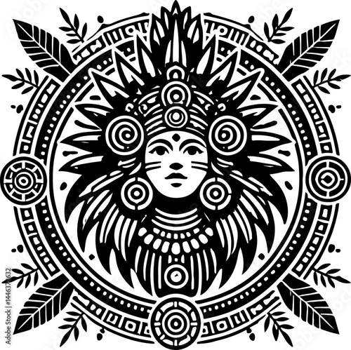 sketch vector illustration silhouette design icon logo symbol god goddess abstract vintage classic ethnic traditional aztec maya american
