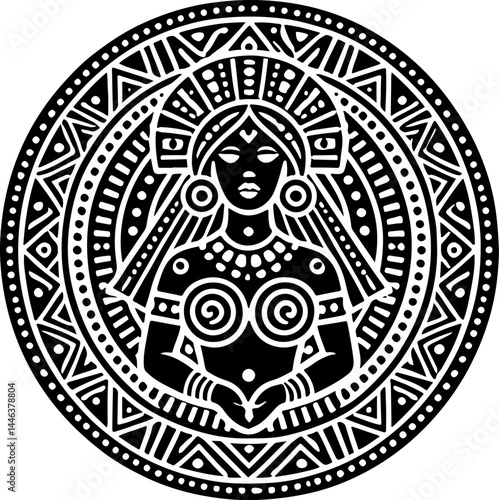 sketch vector illustration silhouette design icon logo symbol god goddess abstract vintage classic ethnic traditional indian aztec maya american