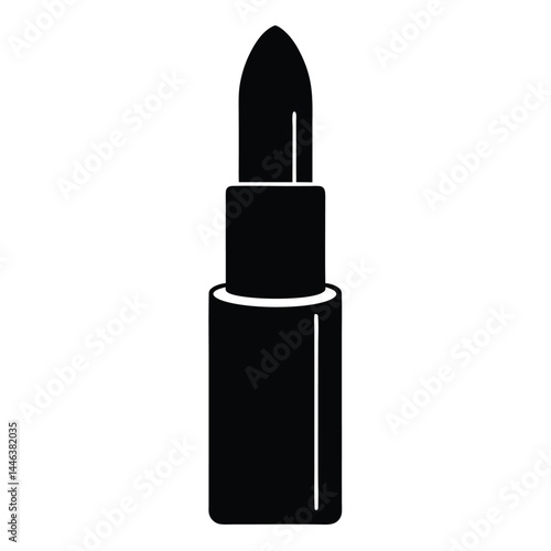 Symmetrical Black Lipstick Icon Design, Beauty Product Isolated Symbol, Flat Cosmetics
