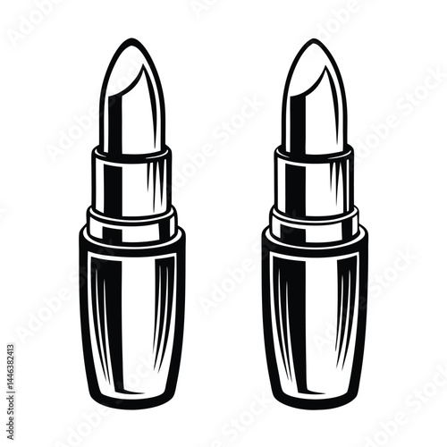Two Black and White Monochrome Lipstick Containers, Beauty Product, Fashionable Makeup