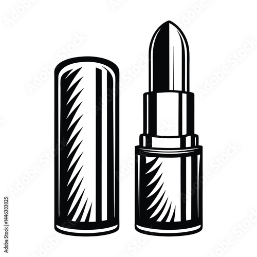 Black & White Lipstick Tube | Open Makeup, Beauty Product, Elegant, Stylish, Simple