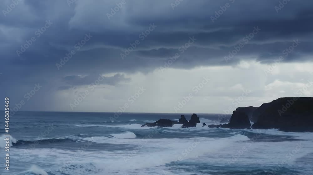 Heavy cloud layers over coastal cliff Heavy cloud layers over coastal cliff