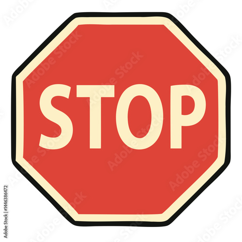 Cartoon stop road sign icon