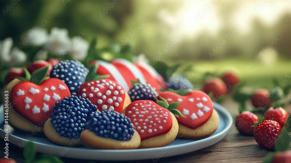 A plate of cookies featuring red, white, and blue icing, perfect for patriotic events or celebrations