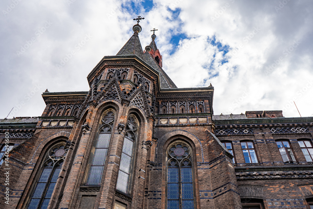 Fototapeta premium Maternity home in Prague. Beautiful building in neogothic style
