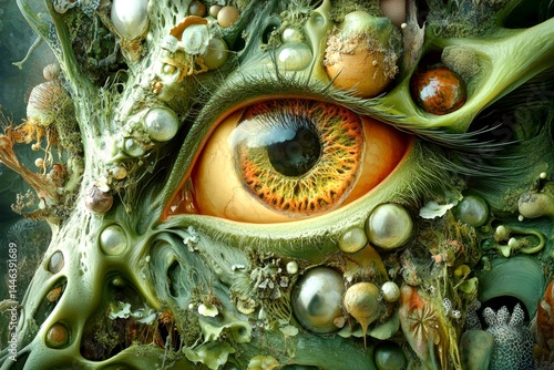 Hallucination - due to hallucinogenic plants: abstract image of well-being. Foggy vision. Seeing things. Reality distortion. Metaphorical hallucinogenic plants feelings of a mental illusion.