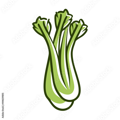 Fresh Celery Stalks in Vibrant Green Illustration  