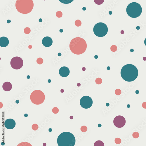 Colorful polka dot pattern on cream background seamless vector