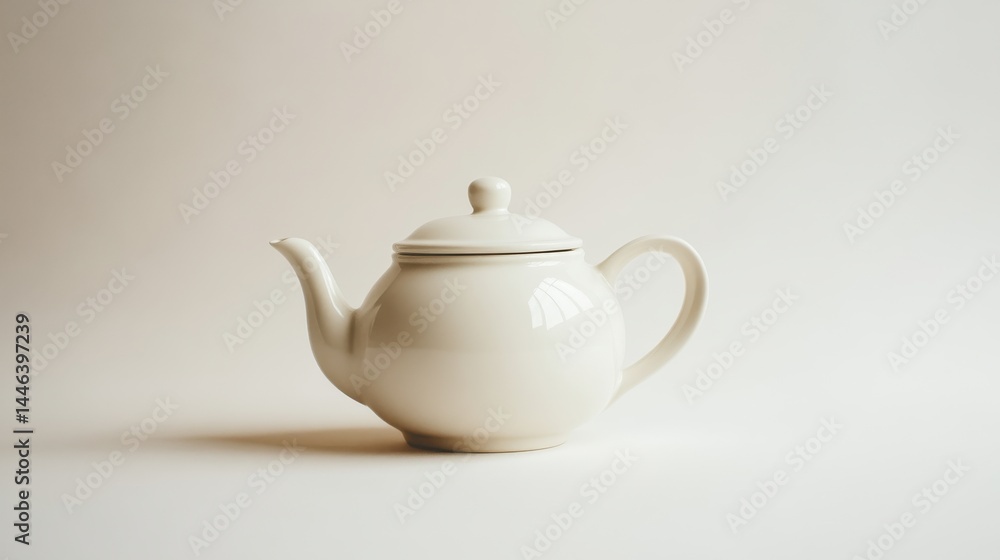 White ceramic teapot on a plain background with soft lighting, minimalist design White ceramic teapot on a plain background with soft lighting, minimalist design