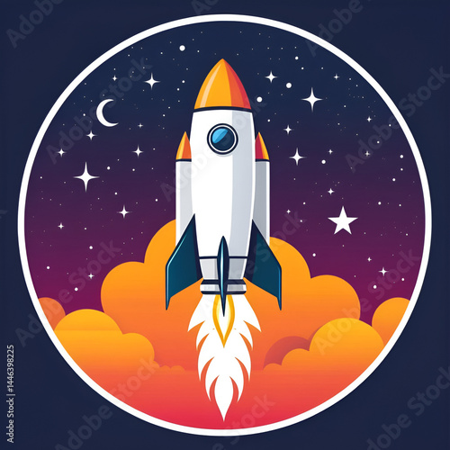 Startup rocket icon representing innovation, launch, and futuristic ideas. Perfect for business, space travel, development, technology, finance, and creative project branding and design