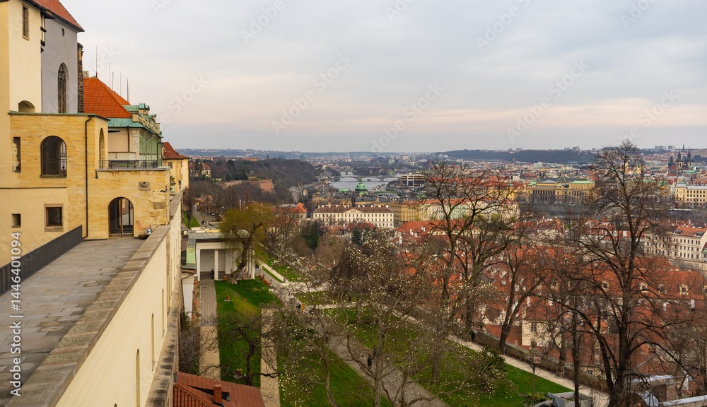 Fototapeta premium Old historic district Mala Strana in Prague, aerial view