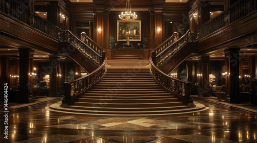 Grandiose Mansion Interior: A Majestic Staircase