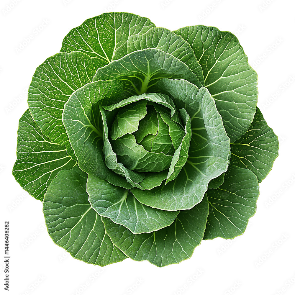 Obraz premium Fresh cauliflower with green leaves isolated on white background