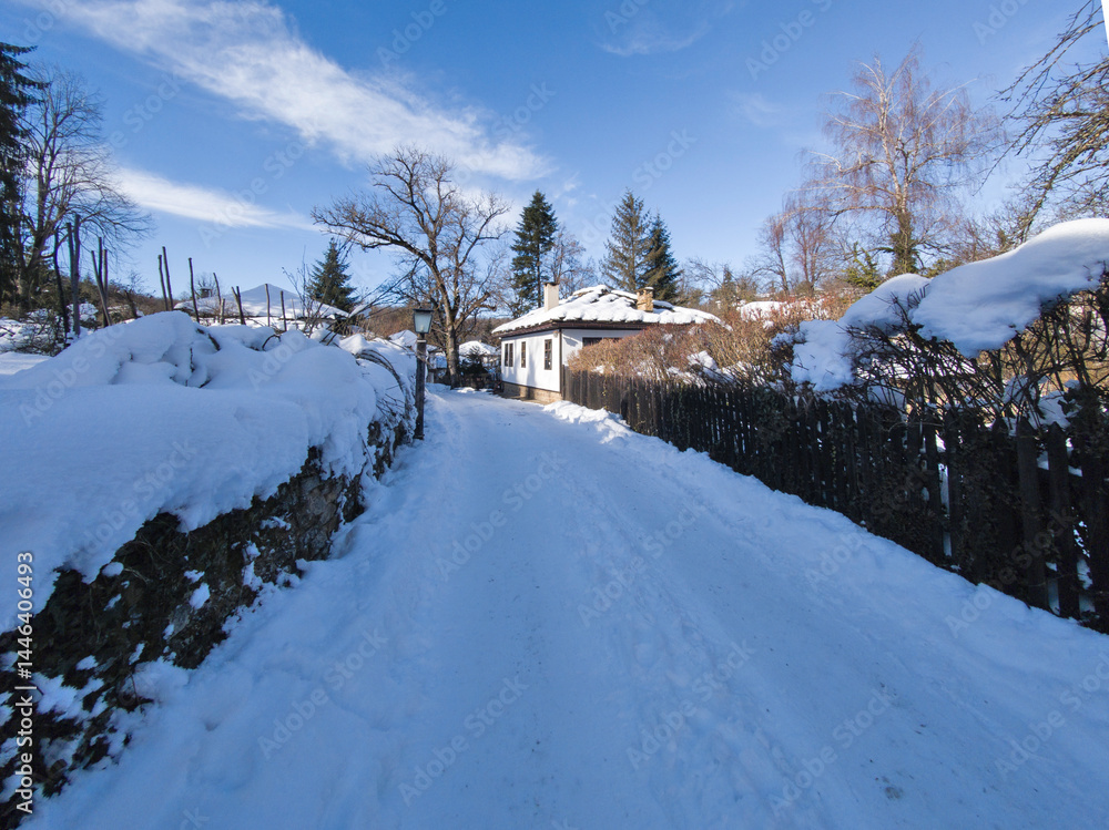 Winter view of village of Bozhentsi, Bulgaria