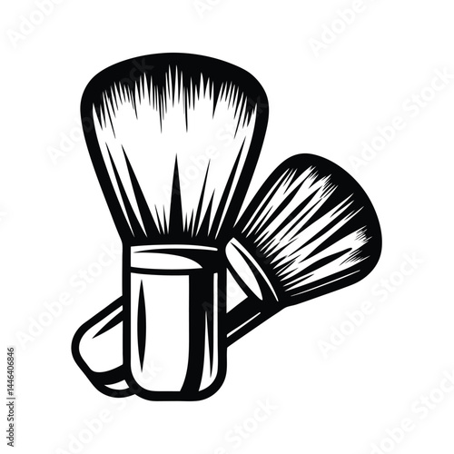 Two Shaving Brushes in Black and White, Grooming Items, Barber Tools, Clean Minimalist