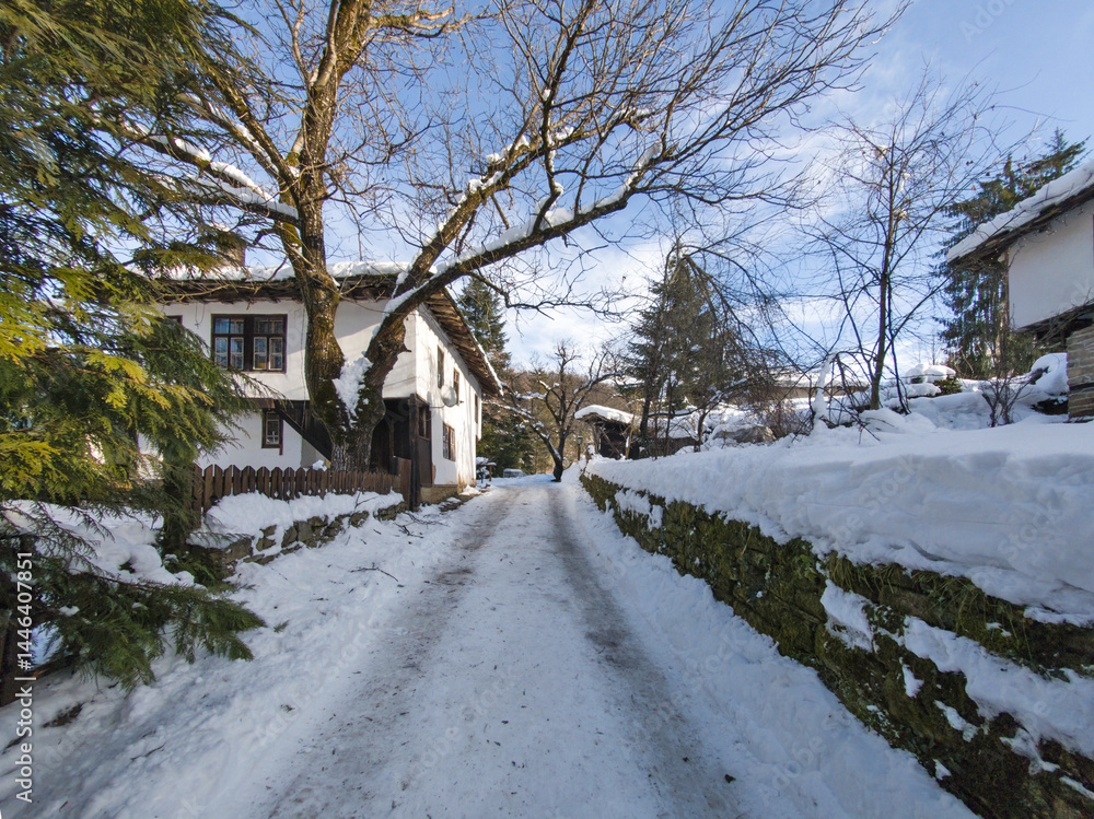 Winter view of village of Bozhentsi, Bulgaria