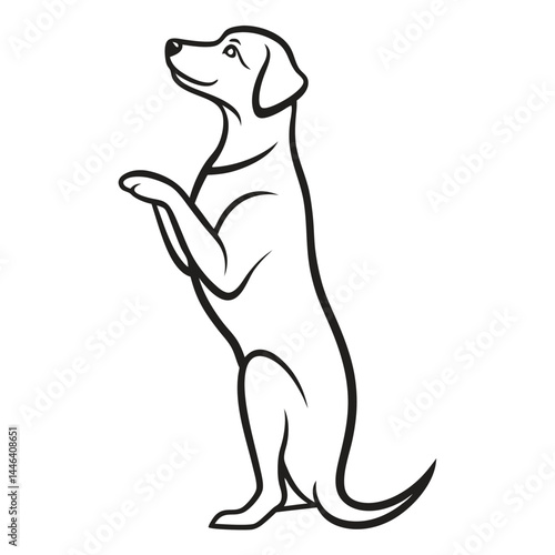 Outline Art of a Standing Dog With Paws Up, Pet Animal Concept, Isolated Design