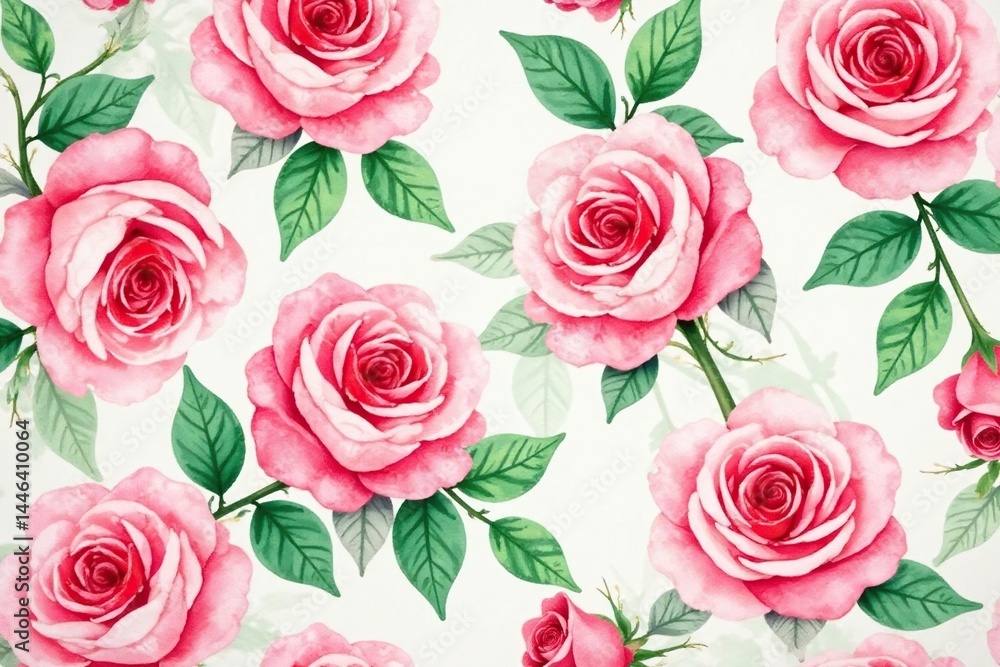 Delicate watercolor rose pattern, blush pink & green hues, vintage, wallpaper, pastel Delicate watercolor rose pattern, blush pink & green hues, vintage, wallpaper, pastel