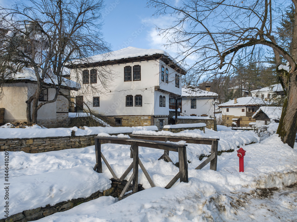 Winter view of village of Bozhentsi, Bulgaria