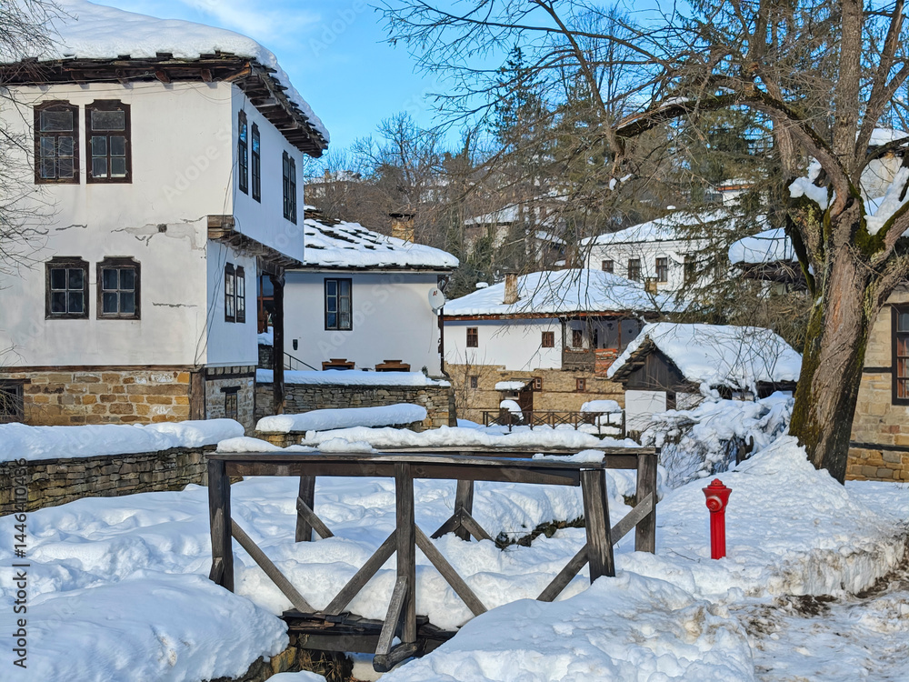 Winter view of village of Bozhentsi, Bulgaria