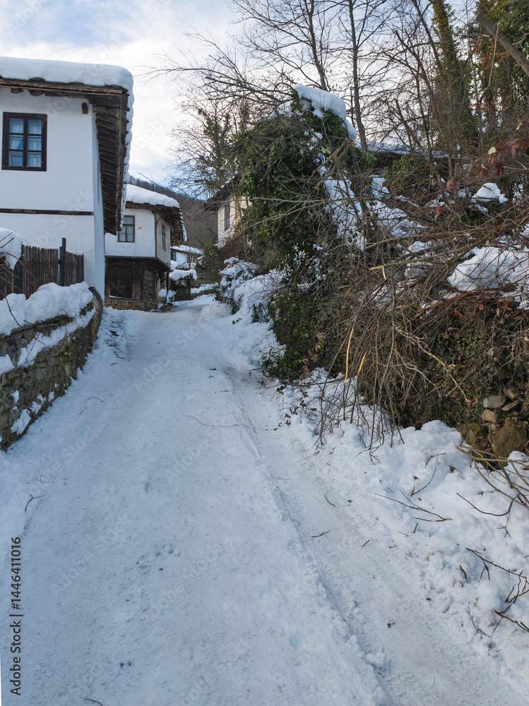 Winter view of village of Bozhentsi, Bulgaria