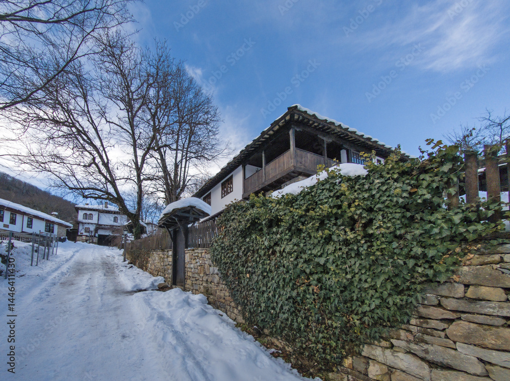 Winter view of village of Bozhentsi, Bulgaria