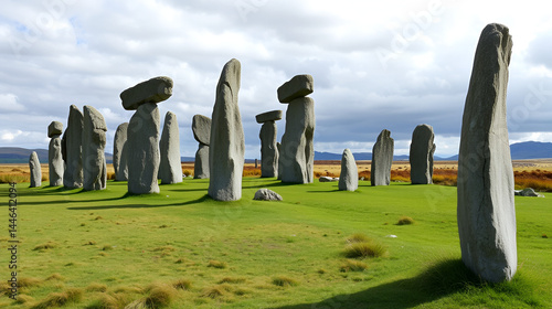Beautiful shot of the historic Callanish Standing Stones on the Isle of Lewis, Scotland, UK