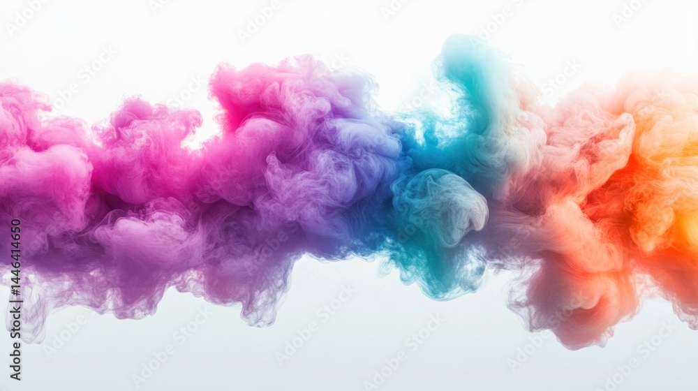 Fototapeta premium Vibrant, colorful ink clouds blending into a horizontal composition.
