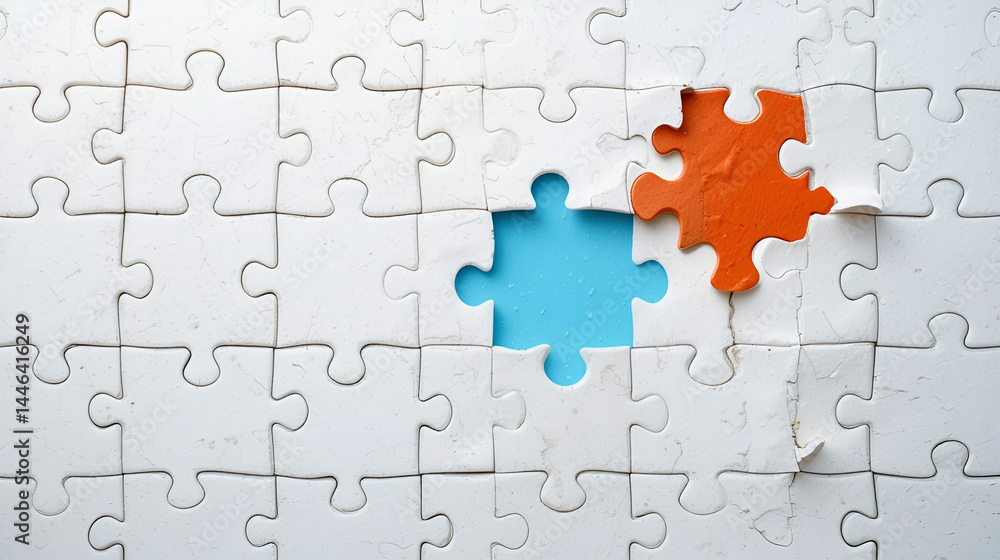 Jigsaw puzzle with missing piece. Missing puzzle pieces. Concept image of unfinished task. Completing final task, missing jigsaw puzzle pieces and business concept with a puzzle piece missing. Jigsaw puzzle with missing piece. Missing puzzle pieces. Concept image of unfinished task. Completing final task, missing jigsaw puzzle pieces and business concept with a puzzle piece missing.