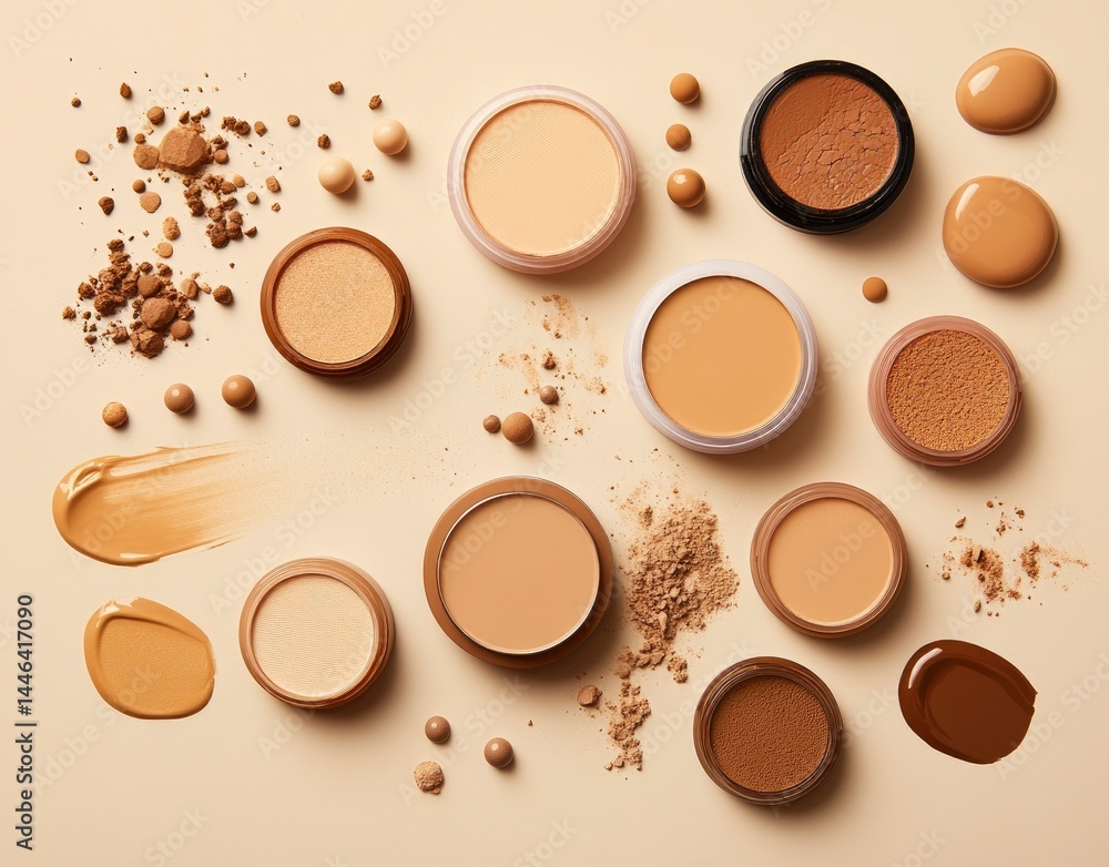 Obraz premium Makeup Powder and Liquid Foundation Assortment