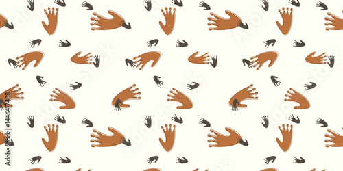 minimalist gorilla footprints, seamless pattern. animal footprints background for textile, fabric, wrapping and other