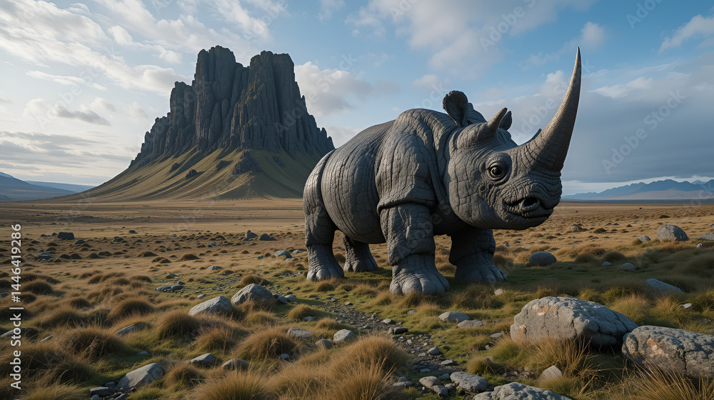 Fototapeta premium Famous Rhino Rock named Hvitserkur next to Osar in North Iceland.