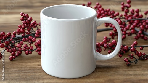 Wallpaper Mural Cozy mug surrounded by red berries Torontodigital.ca