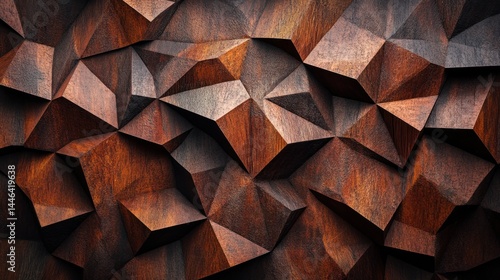 Wallpaper Mural Abstract Brown Wooden Geometric Pattern: A 3D Textured Wall of Interlocking Polygons Torontodigital.ca