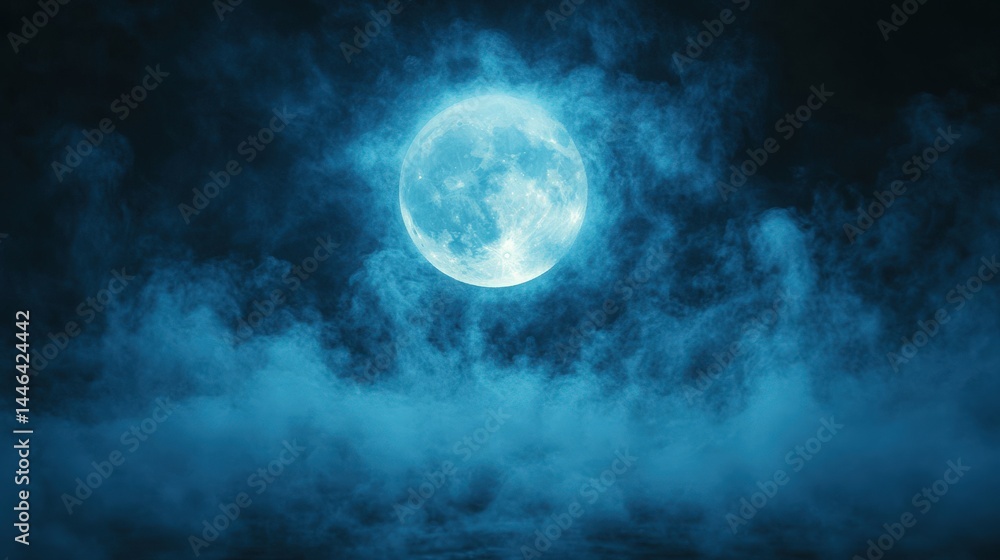 Glowing celestial orb illuminating ethereal mist abstract lunar scene Glowing celestial orb illuminating ethereal mist abstract lunar scene