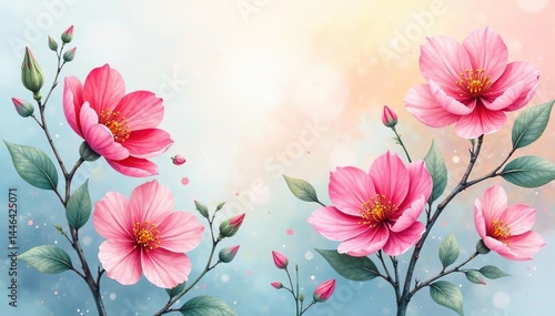 Delicate watercolor blossoms, endlessly repeating, pink, design