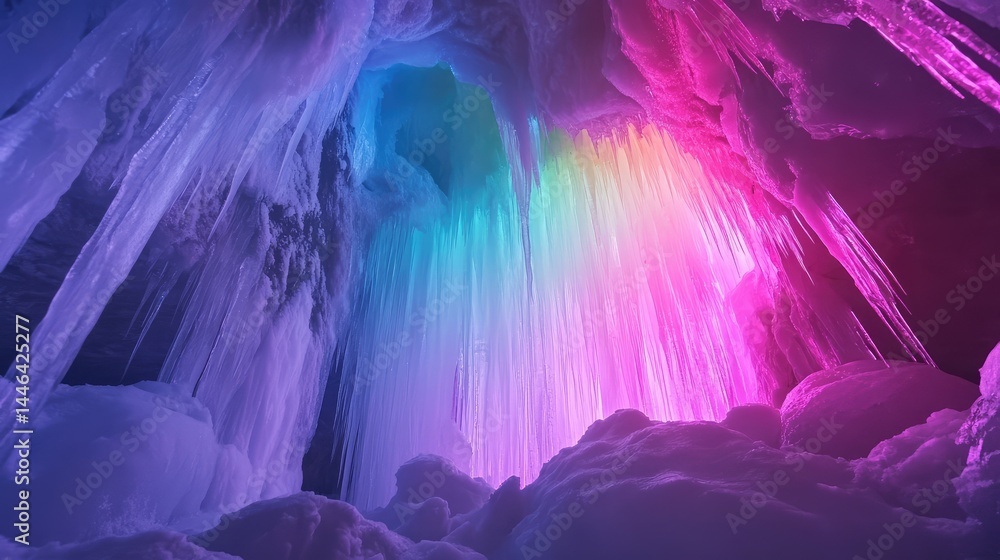 Fototapeta premium A rainbow of colors is reflected in the ice