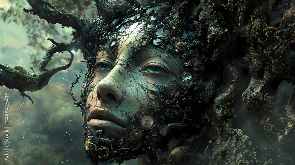 Obraz premium surreal forest portrait face