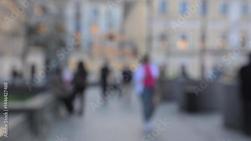 Wallpaper Mural Walking people in a megalopolis in the daytime with a blurred background. The mysterious way of urban life Torontodigital.ca