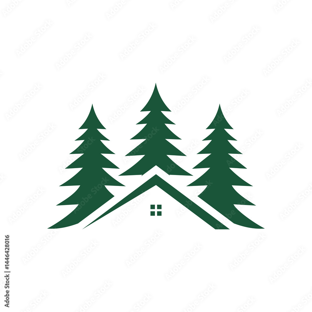 Obraz premium tree, illustration, nature, vector, design, symbol, forest, logotype, pine, wood, plant, pine tree, environment, abstract, christmas, logo, no people, sign, landscape, graphic, horizontal, label, silh