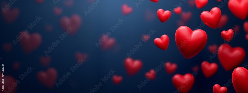 A bunch of red hearts floating in the air. A bunch of red hearts floating in the air.