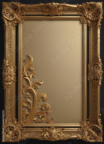 Intricate gold scroll frame, retro style, royal detailing, regal, ornate, pattern